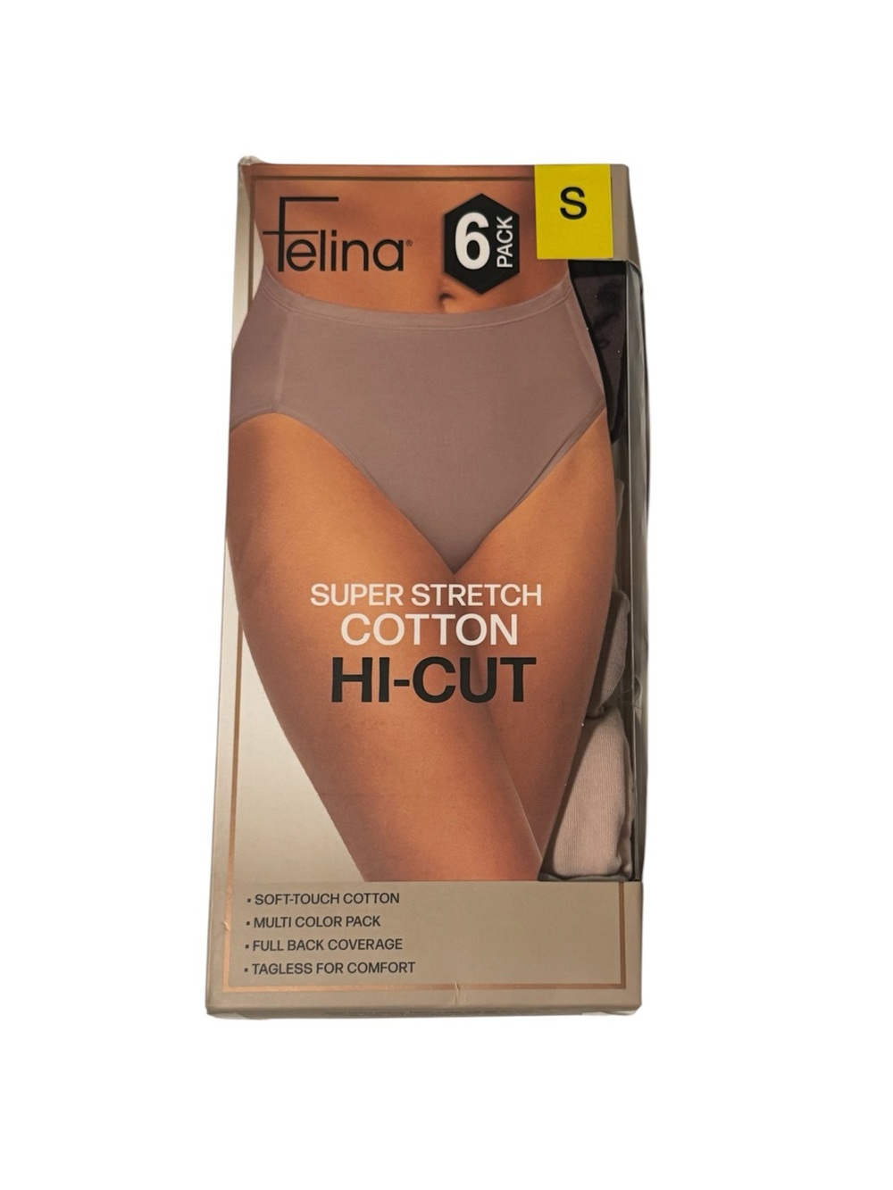 Felina Hi-Cut Super Stretch Cotton Briefs - six pack of assorted colors